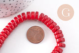 Perles rondes rondelles turquoise rouge 10x4mm, x1 fil de 50cm (G0989)