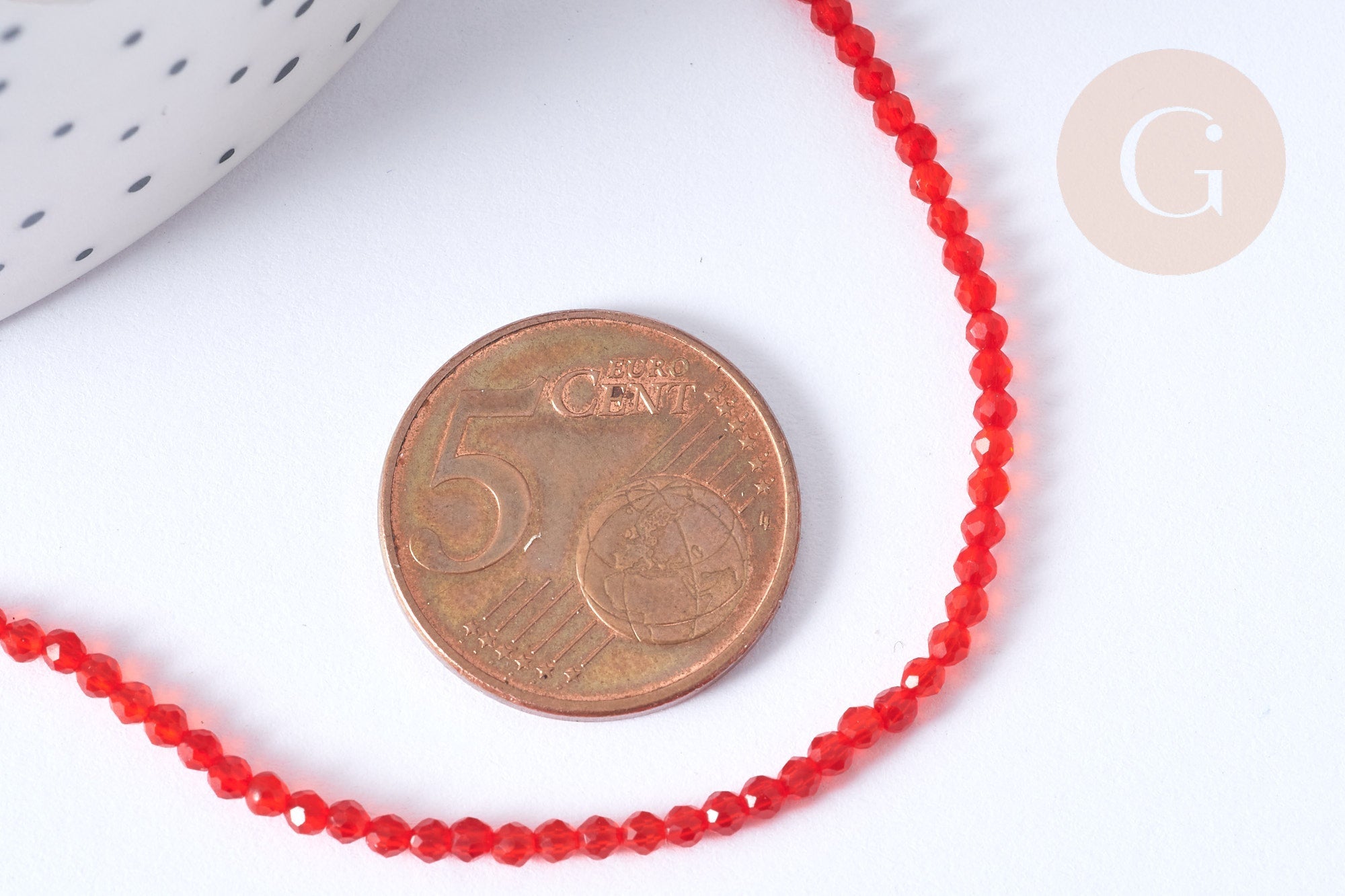 Perles rondes verre rouge vif facettes 2mm, cristal, le fil de 38cm x1 (G7953)
