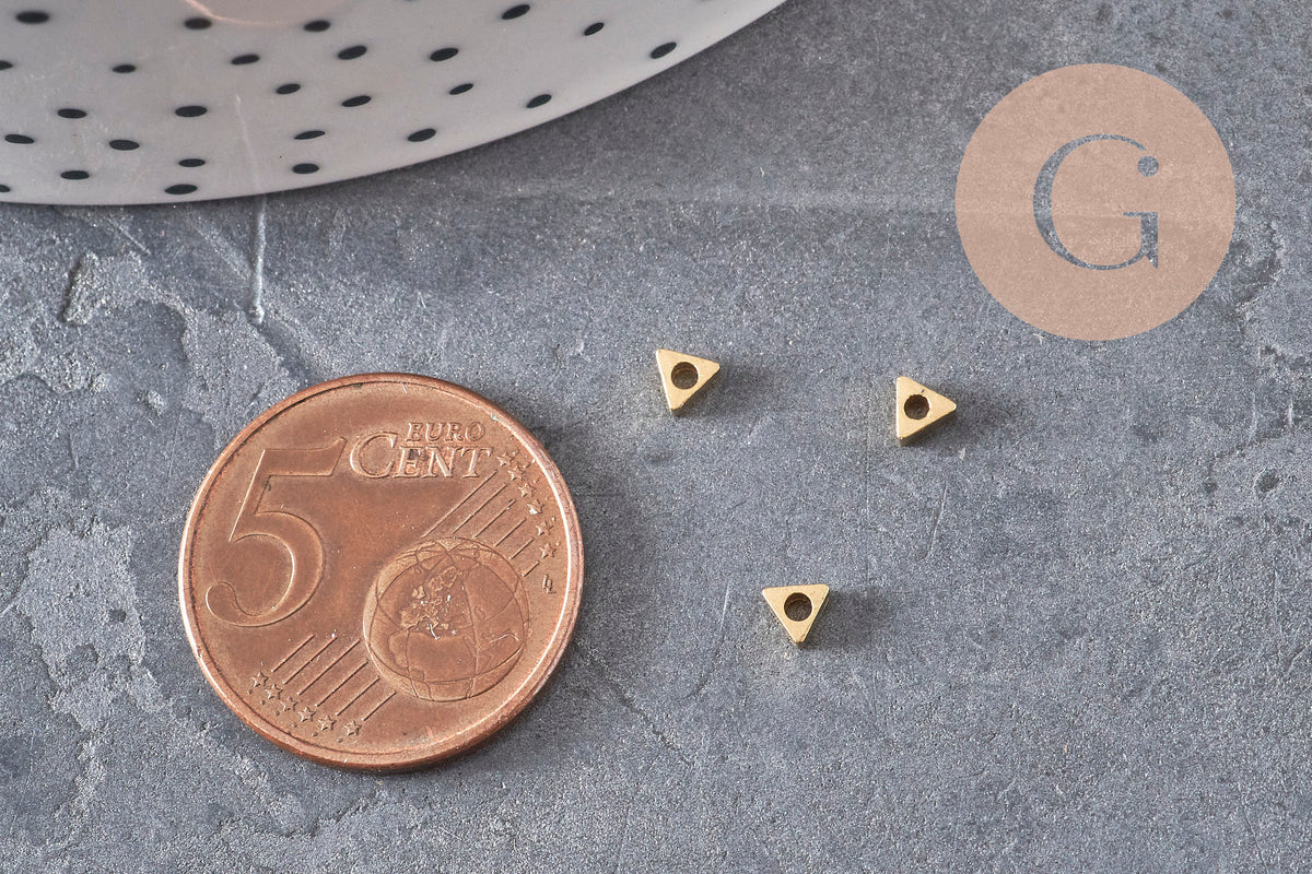 Raw gold-plated brass triangle spacer beads 3mm x10 VALID