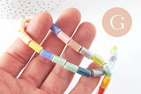 Perles tube porcelaine multicolore 11mm, création bijoux fantaisie DIY, fil de 30cm, x1 (G9659)