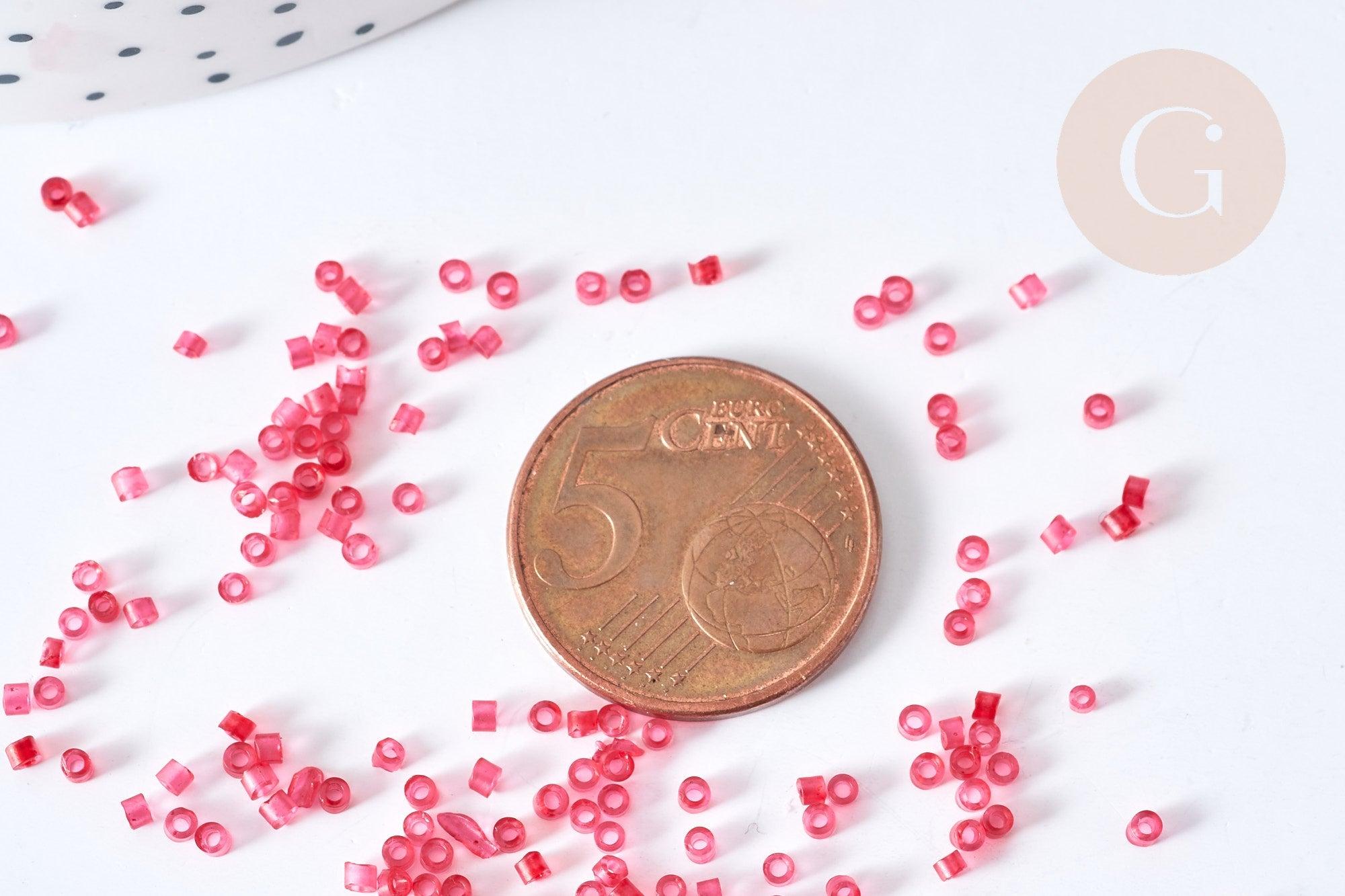 Perles tube rouge effet givré façon Delica miyuki, x1 sachet de 8g (G8133)
