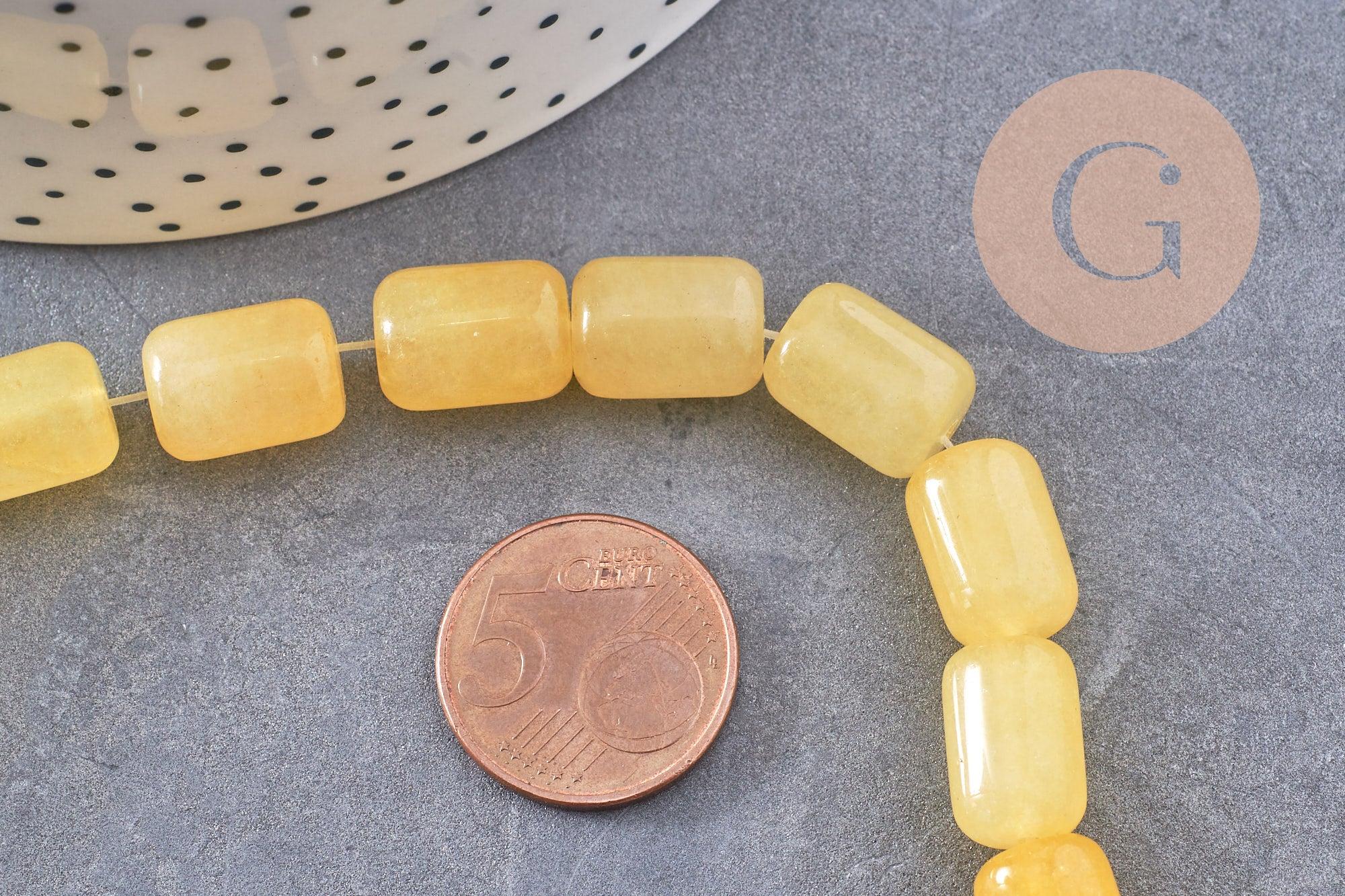 Perles tube verre jaune opaque, perles verres, 13x10mm, fil de 39cm, x1 (G4430)