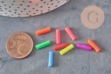 Perles tubes fluorescents plastique bijoux enfants,perles bijoux,perle plastique multicolore, x100 G6636