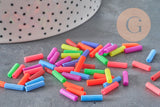 Perles tubes fluorescents plastique bijoux enfants,perles bijoux,perle plastique multicolore, x100 G6636