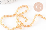 Perles verre ovale Jaune topaze facetté 6mm, x1 fil de 39cm (G1496)