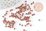 Petite Perle rocaille rayé multicolore 1.5x2mm x 10gr (G9491)