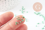 Petite Perle rocaille rayé vert blanc 1.5x2mm, x10gr (G9428)