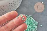 Petite Perle rocaille rayé vert blanc 3-3.5mm, x10gr (G11403)-Perles-Gingerlily Perles