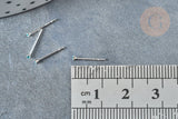 Piercing clou argent 925 massif strass couleur turquoise 1.5mm, x1 (G7599)