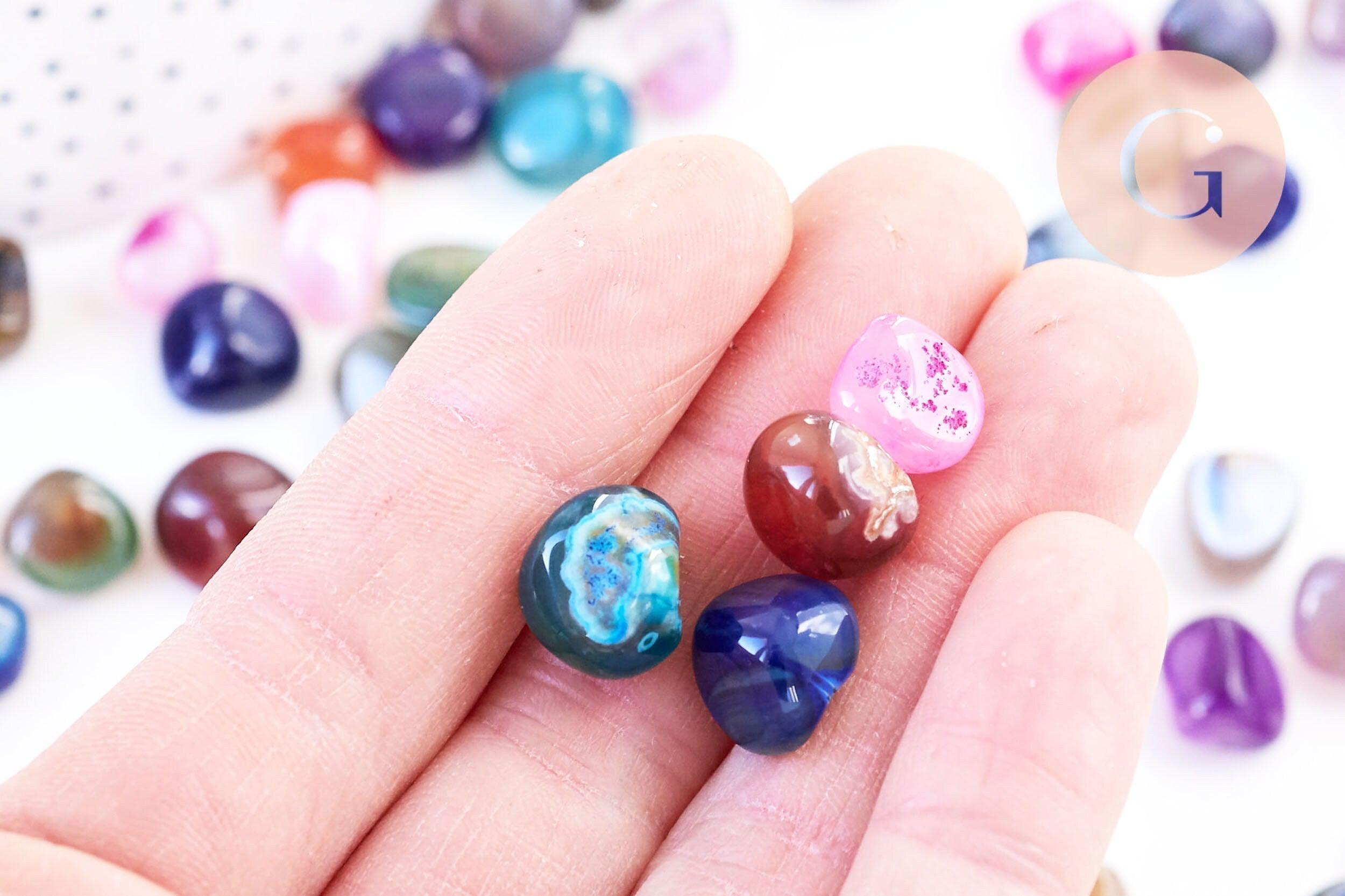Pierre Pépite agate naturelle multicolore roulée 6-13mm non percé, x20gr (G5722)