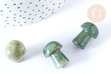 Pierre de massage champignon agate mousse naturelle lithothérapie 20-21mm, pierre lithothérapie, x1, G7551