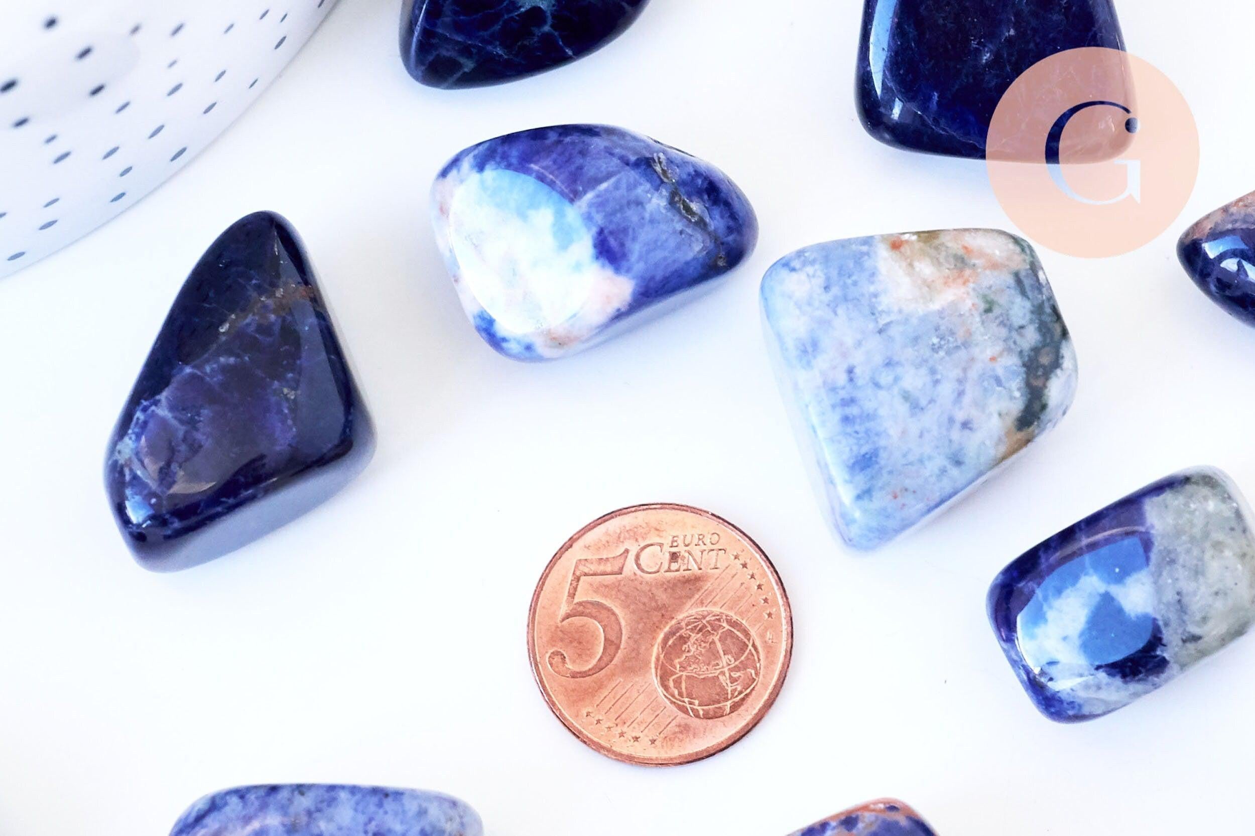 Pierre sodalite naturelle brut roulé 13-23mm, pierre naturelle, litotherapie, x1 (G5770)