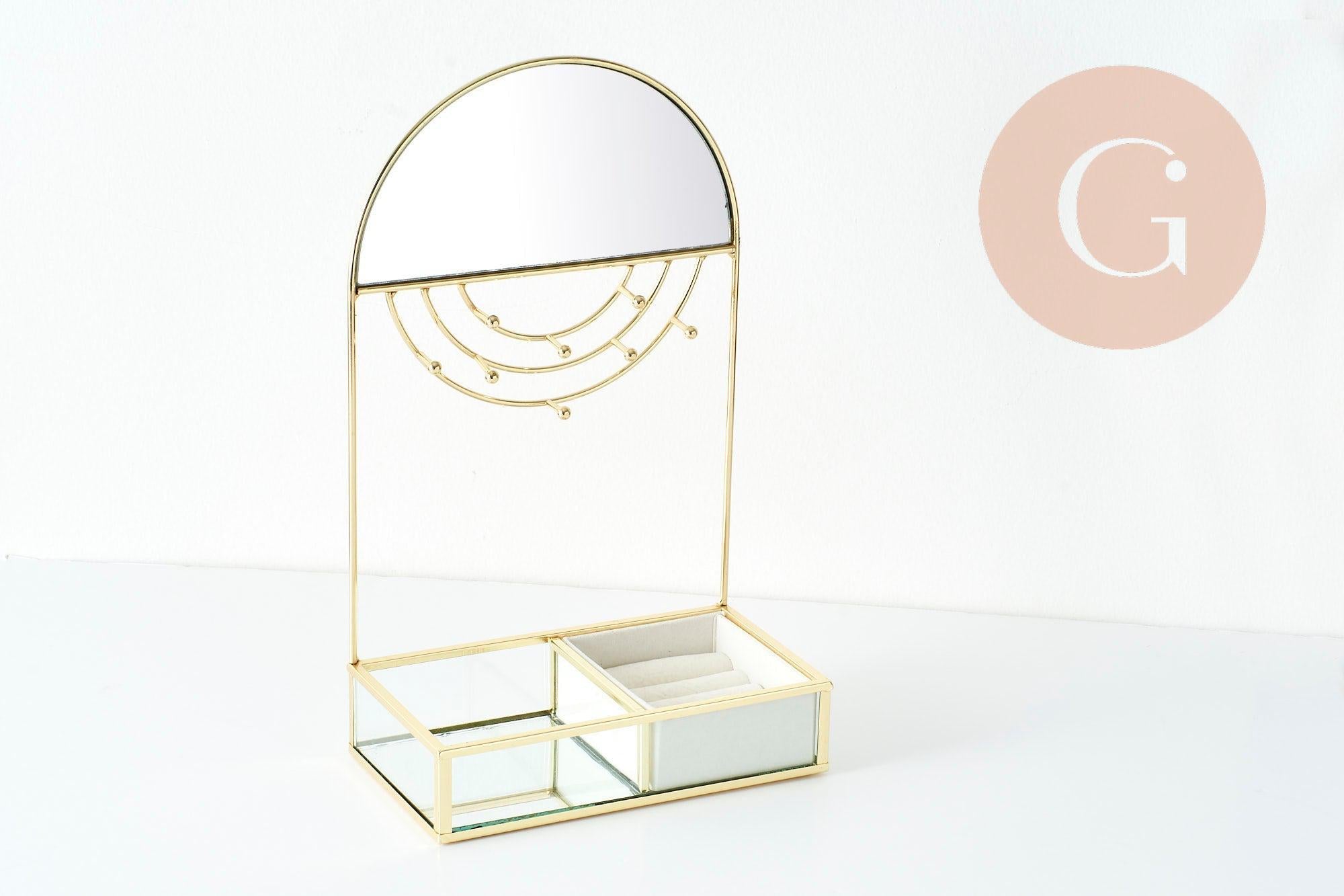 Présentoir à bijoux doré velours blanc, présentoir pour rangement de bijoux, x1 G9396