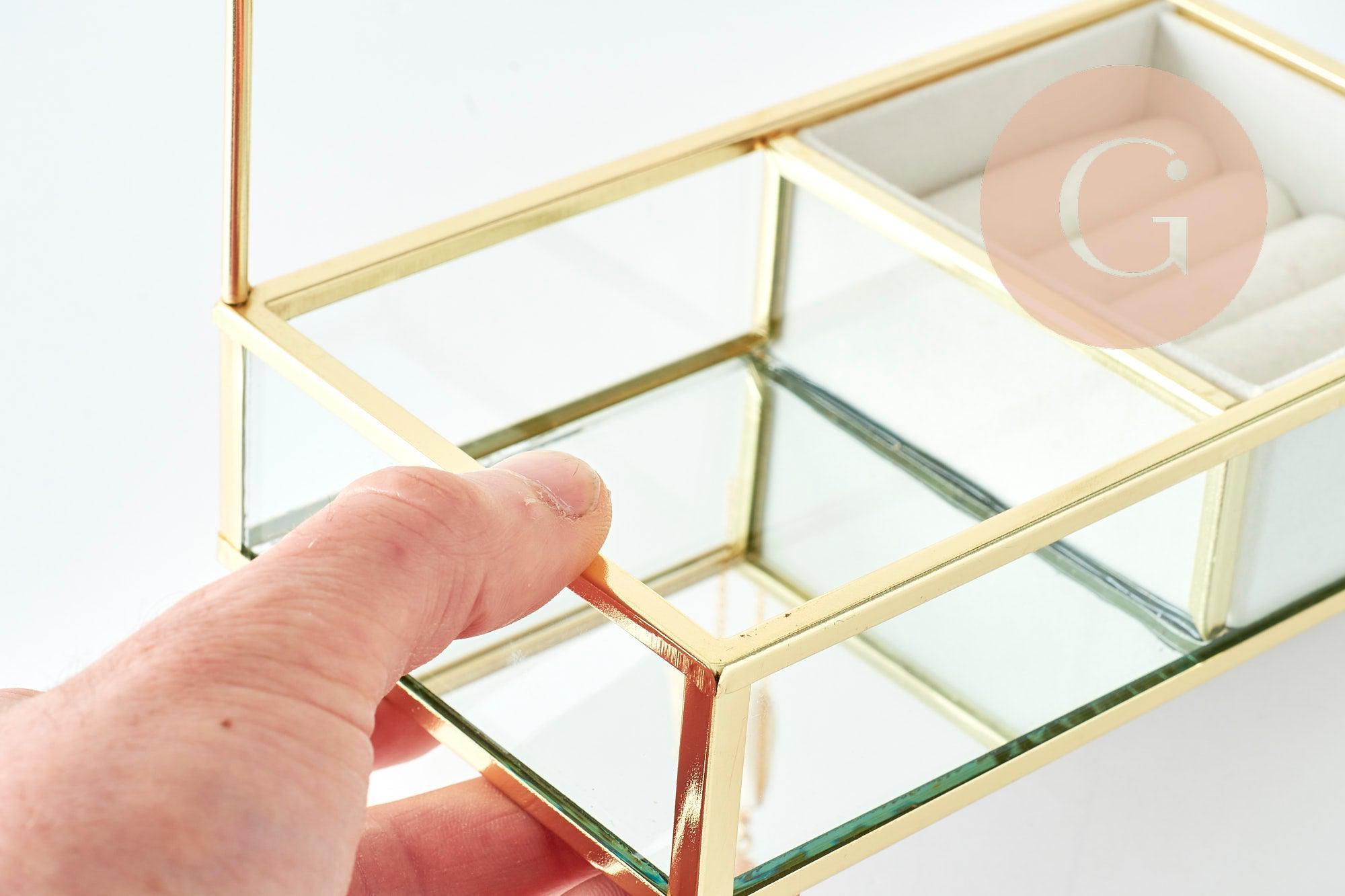 Présentoir à bijoux doré velours blanc, présentoir pour rangement de bijoux, x1 G9396