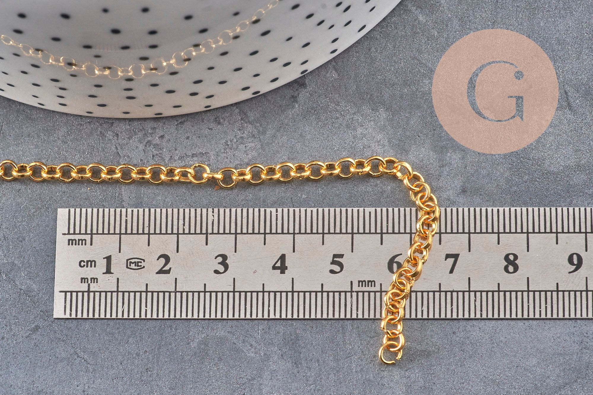 Chaine rolo fer doré 4mm, x5 mètres (G2871)