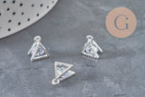 Colgante triangulo plata circonita cristal zamac 11mm x4 (G0290)