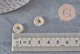 Colgante donut de cristal transparente y lámina de oro, un colgante redondo de cristal para tus creaciones de joyas, 15x3mm, x 10 (G3299)