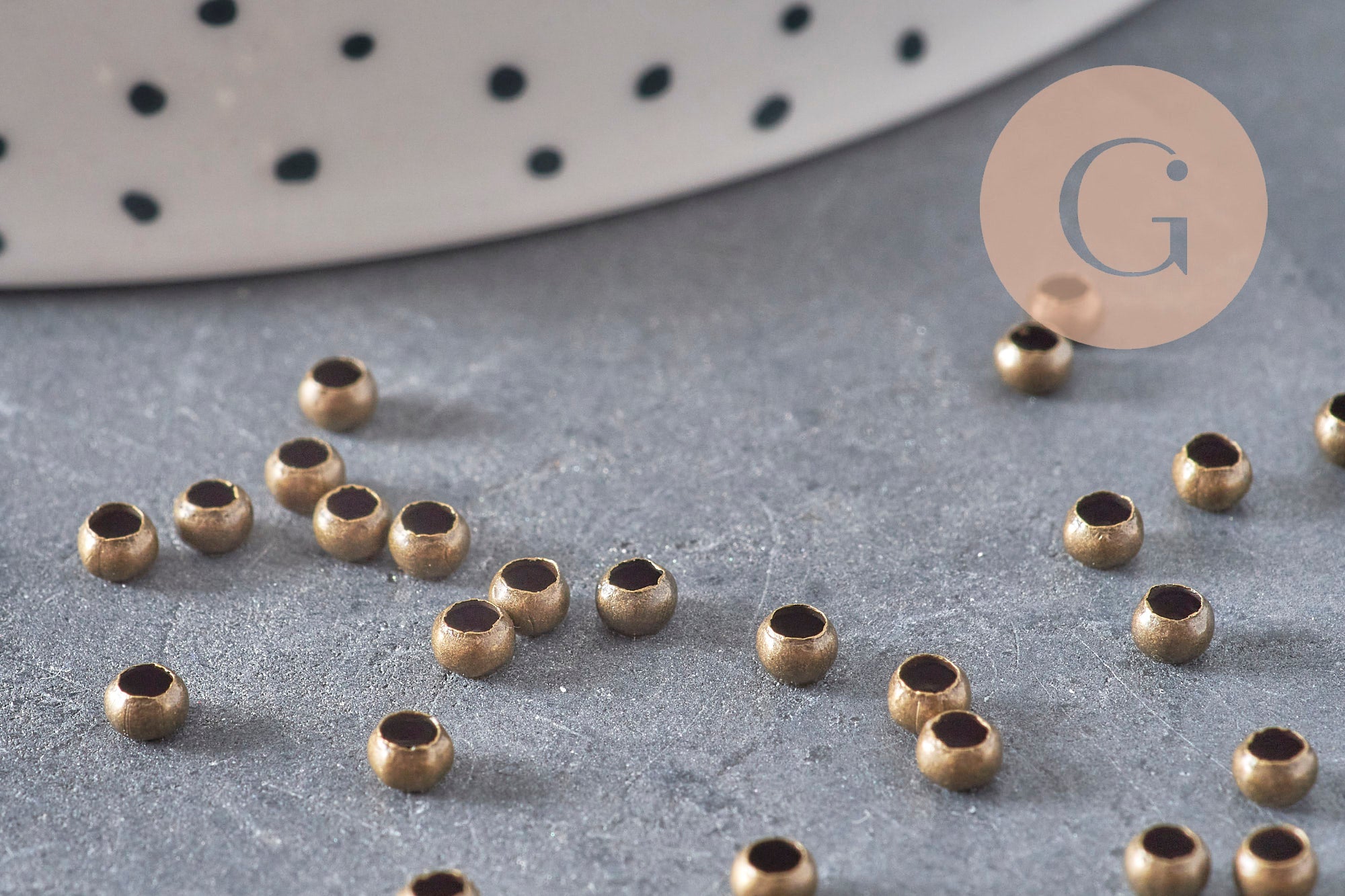 Crimp beads brass bronze color 3x2mm, x2 Grams VALID