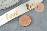 Ruban élastique écru or LOVE EFJF 16mm, x1 mètre (G1286)