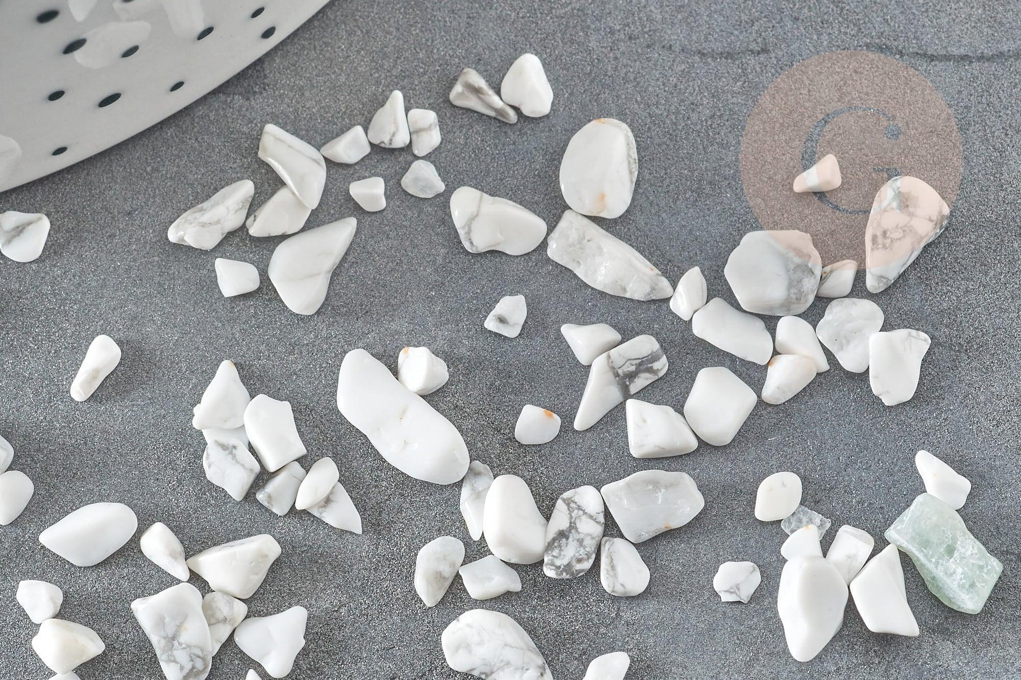 Sable chips pierre howlite blanche naturelle non percé, x20gr (G7669)
