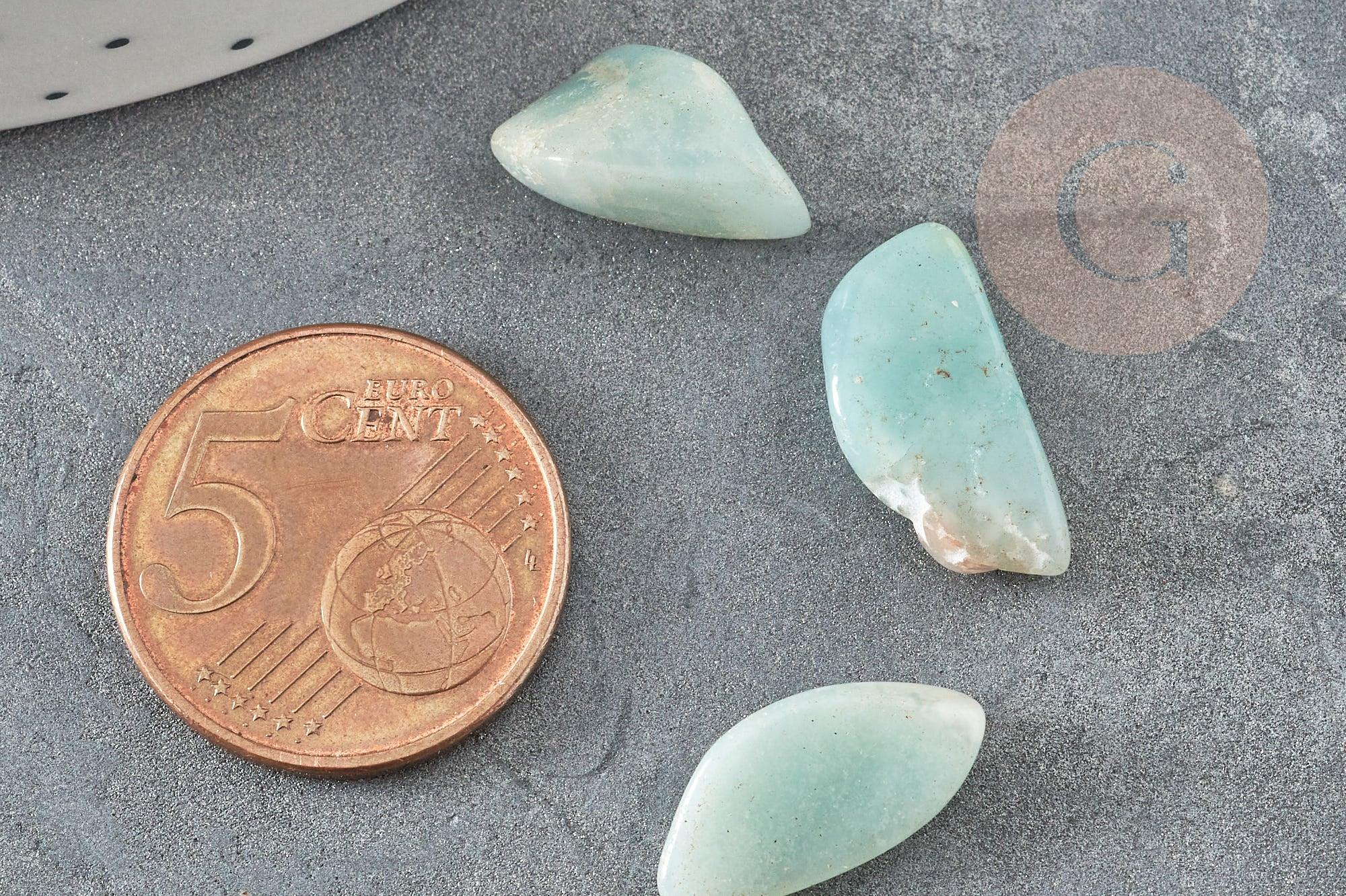 Sable pierre amazonite bleue verte naturelle brute roulée 5~25mm /2~8mm non percé, x20gr (G0249)