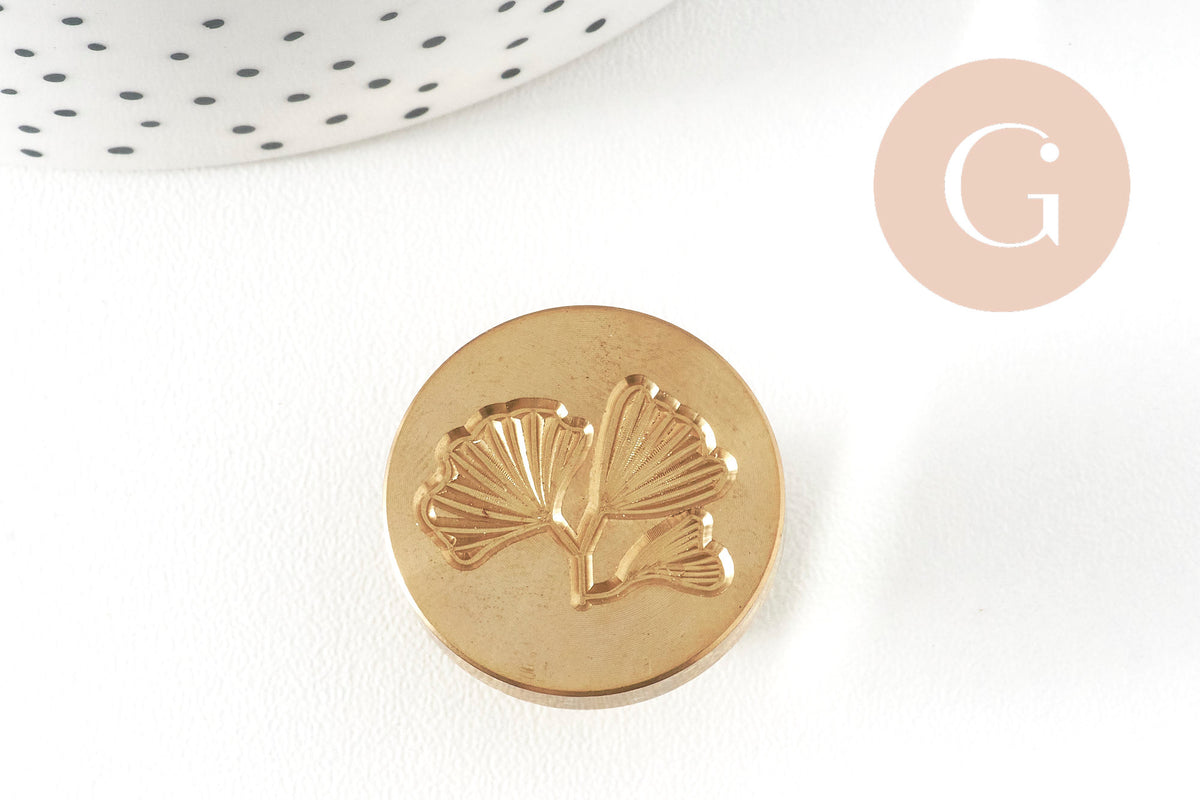 EP-Metal seal gingko leaf sealing wax, for creating personalized seals for DIY wedding invitation, 25mm x1 G4724