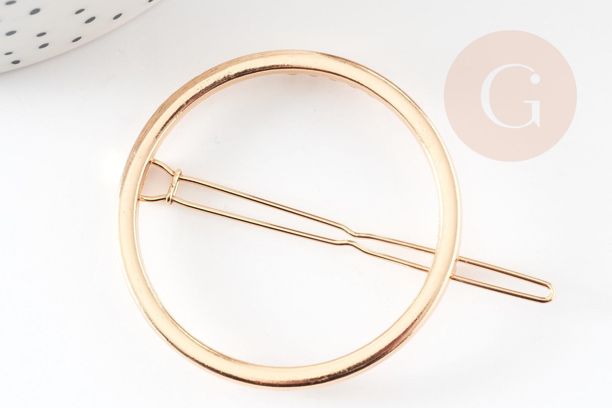 Support barrette clip métal doré ronde 47mm, X1 (G4719)