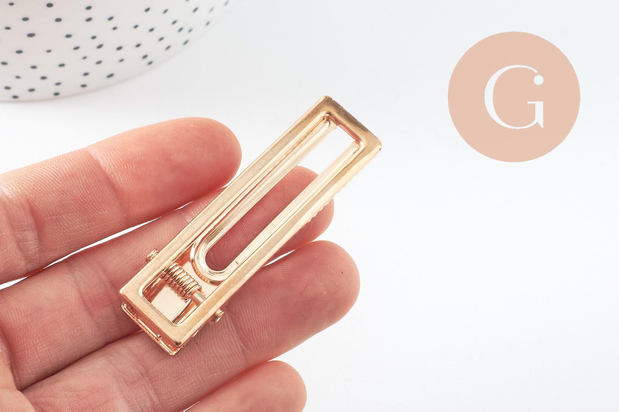 Support barrette fer doré rectangle 60mm, x5 (G4699)