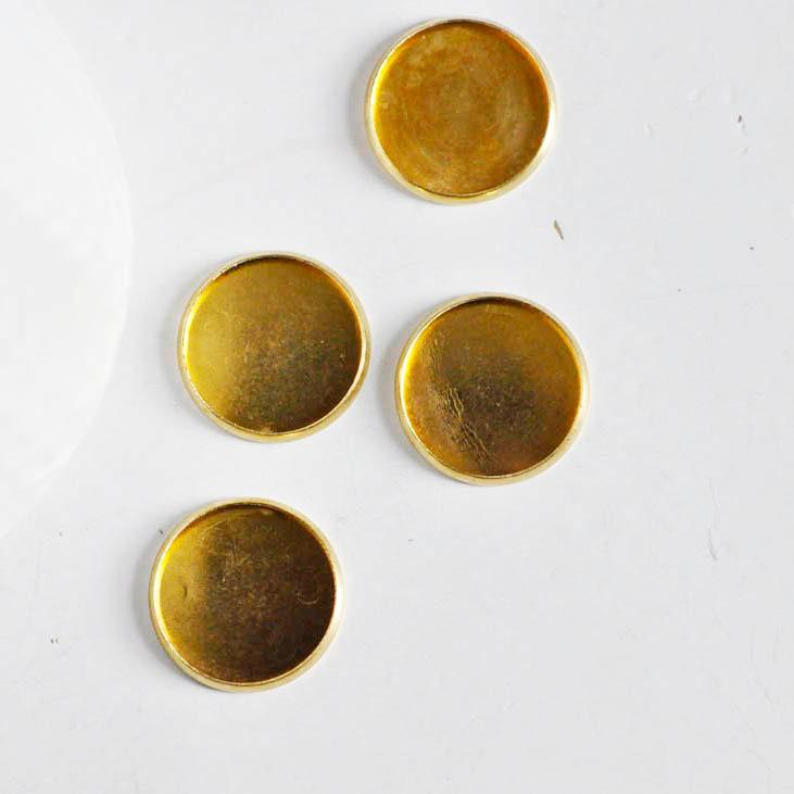 Support de cabochon rond laiton brut 18mm, x 10 (G2004)