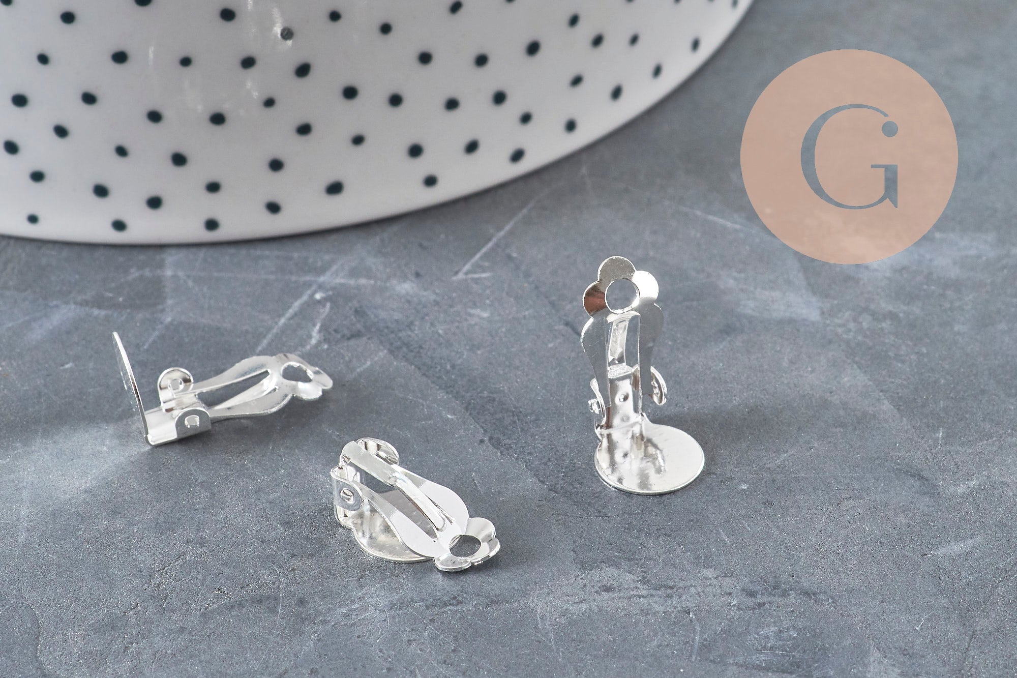 Soportes pendientes de clip acero inoxidable 304 plateado 16mm, x10 (G11175)