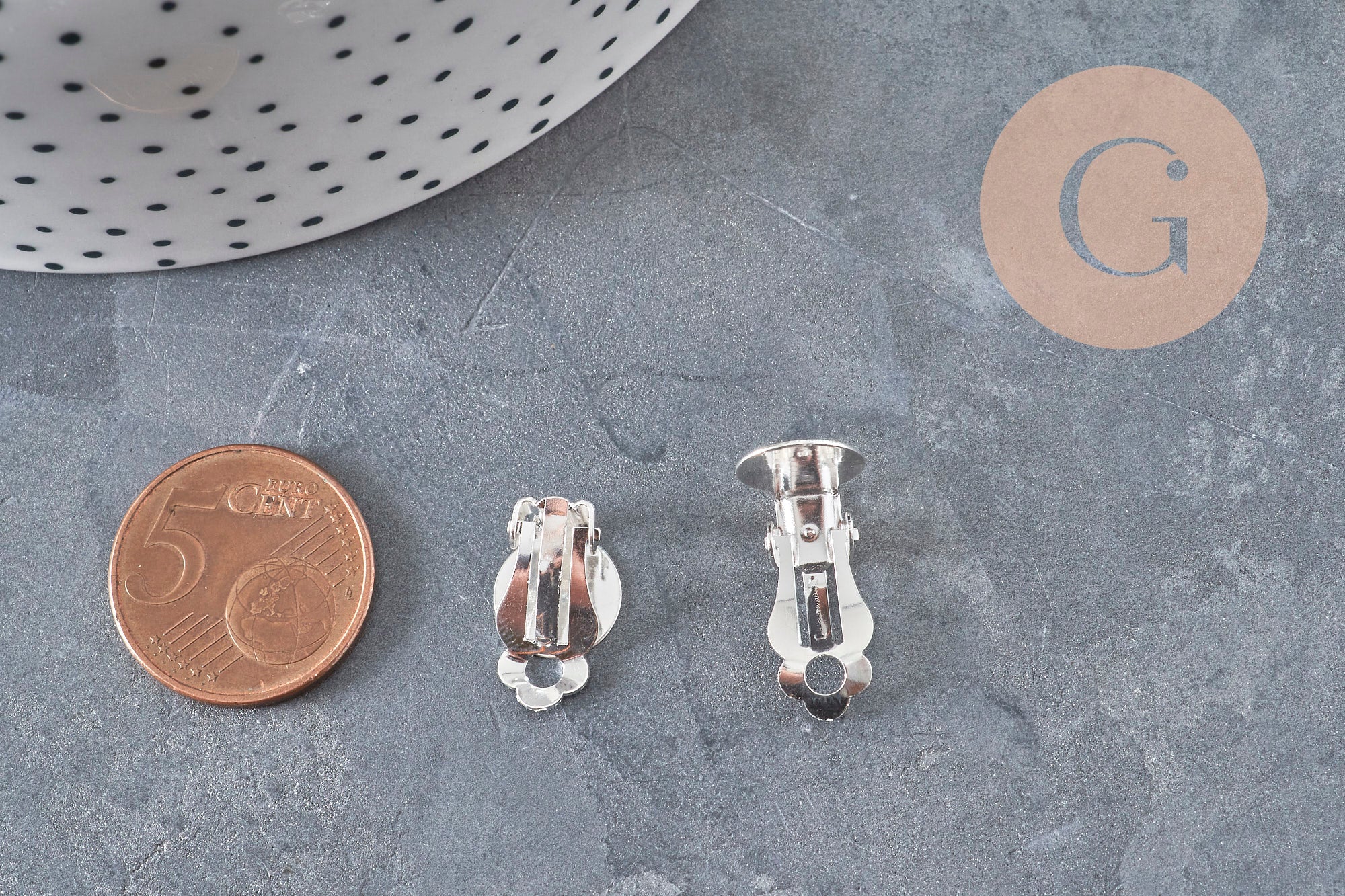 Soportes pendientes de clip acero inoxidable 304 plateado 16mm, x10 (G11175)