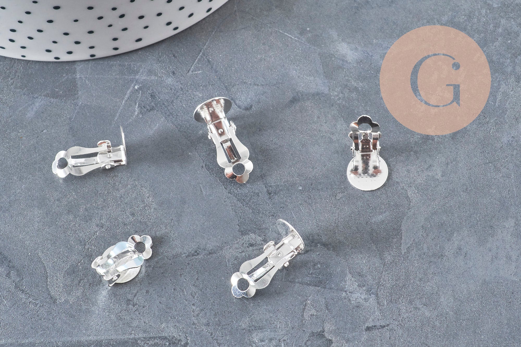 Soportes pendientes de clip acero inoxidable 304 plateado 16mm, x10 (G11175)
