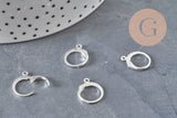 Stainless steel 304 sleeper earring findings, silver plated, 14.5mm, x10 (G11185)