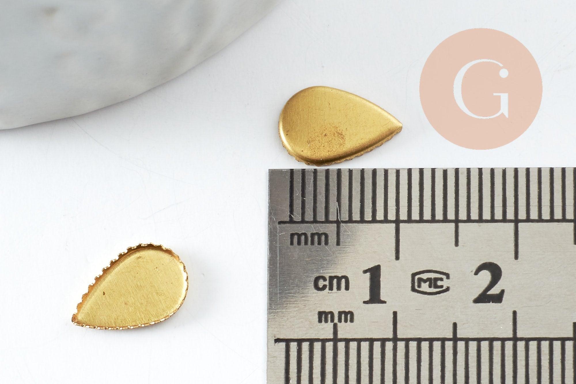 Supports cabochons goutte laiton brut 6x10mm, x20 (1.9g) (G1610)