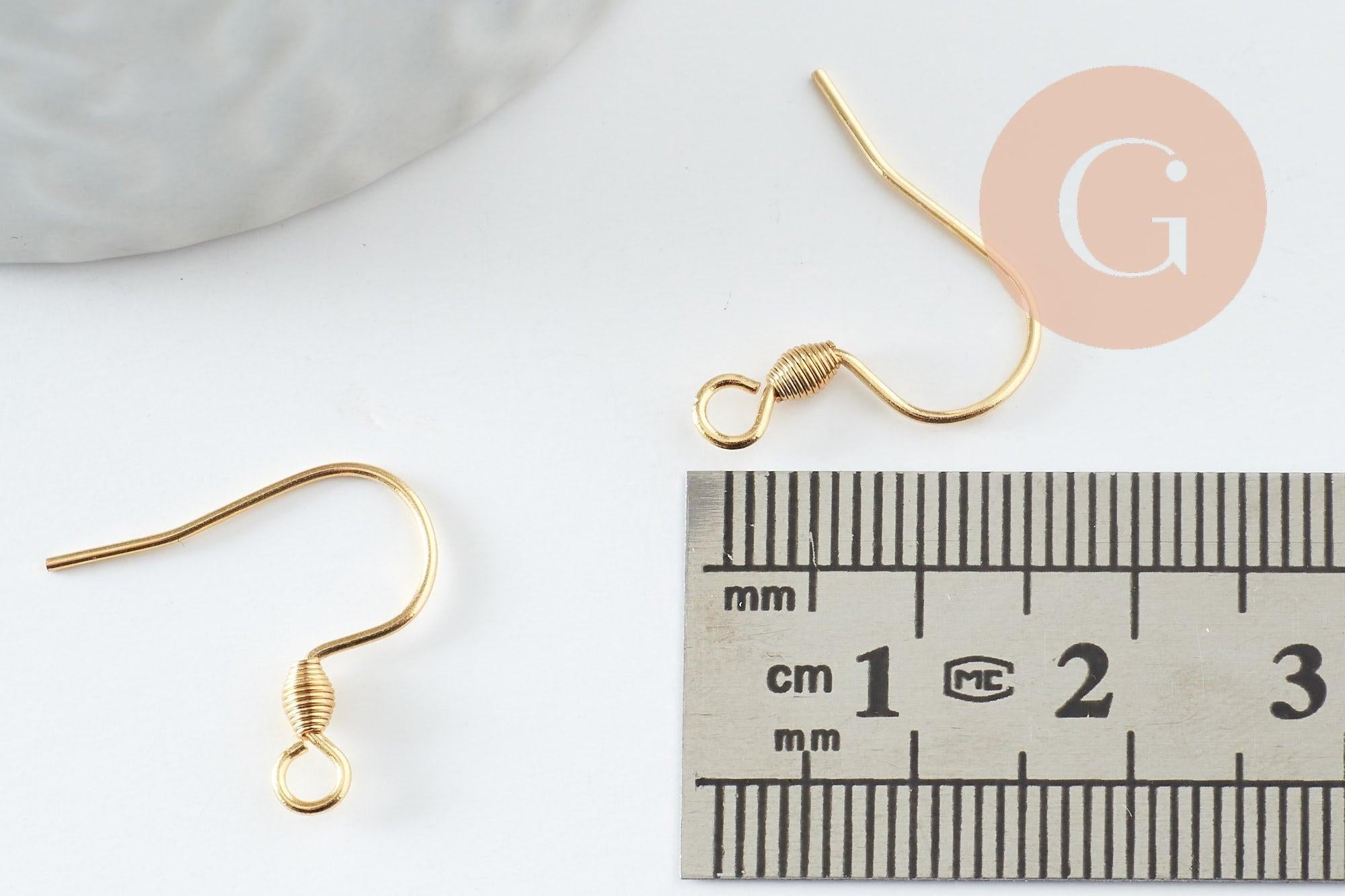 Supports de boucles crochets acier 304 inoxydable doré 24K 18x16mm, x10 (G9525)