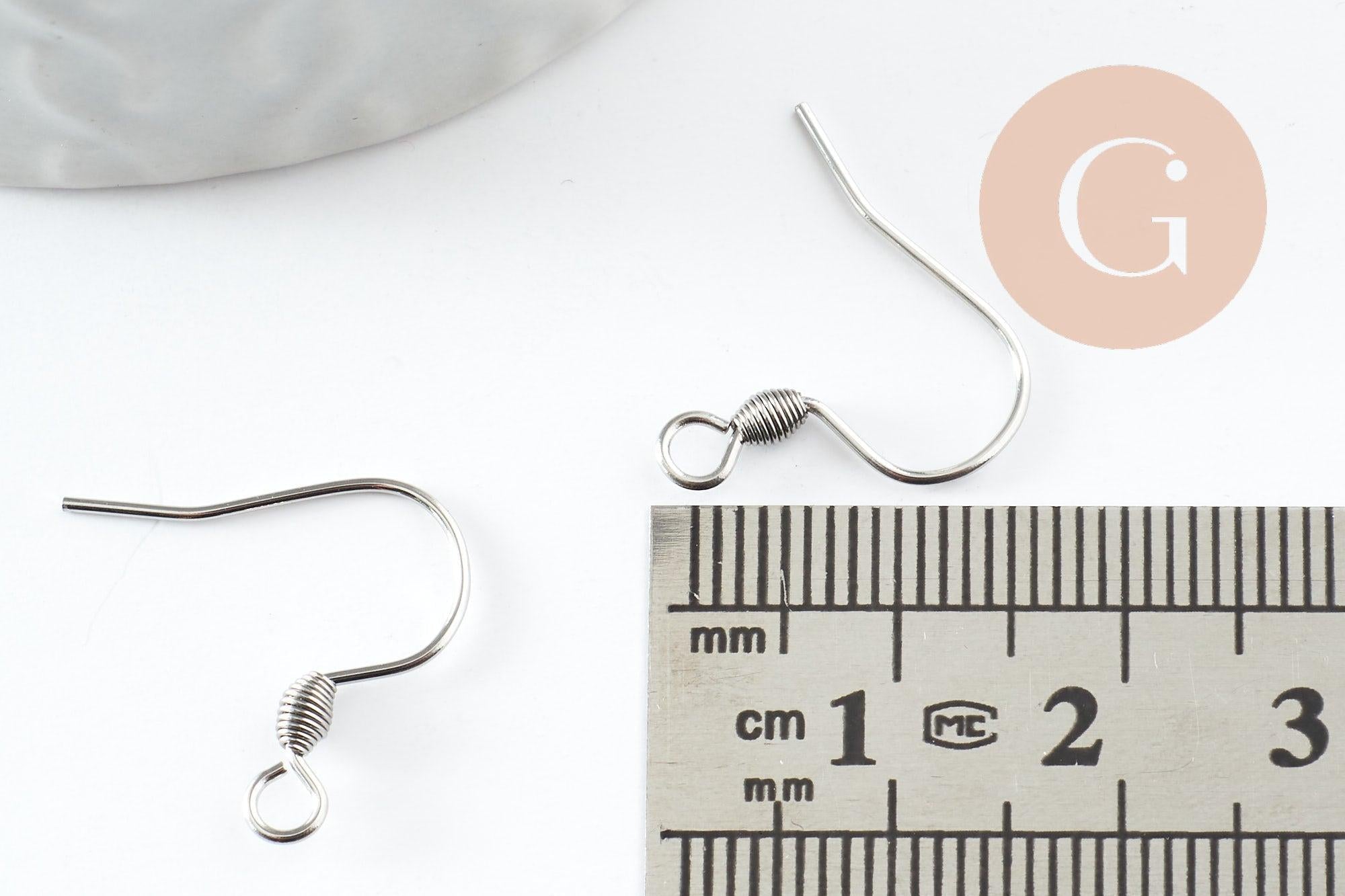 Supports de boucles hameçons avec anneau acier 304 inoxydable platine 15x15mm, x10 (G9529)