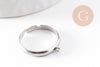 bague réglable acier inoxydable 304 platine avec anneau 3mm/18mm, x2 (G9908)