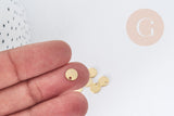 breloque ronde cuivre doré 16K 5mm,pendentif doré pour création bijoux DIY, x4 (G8927)