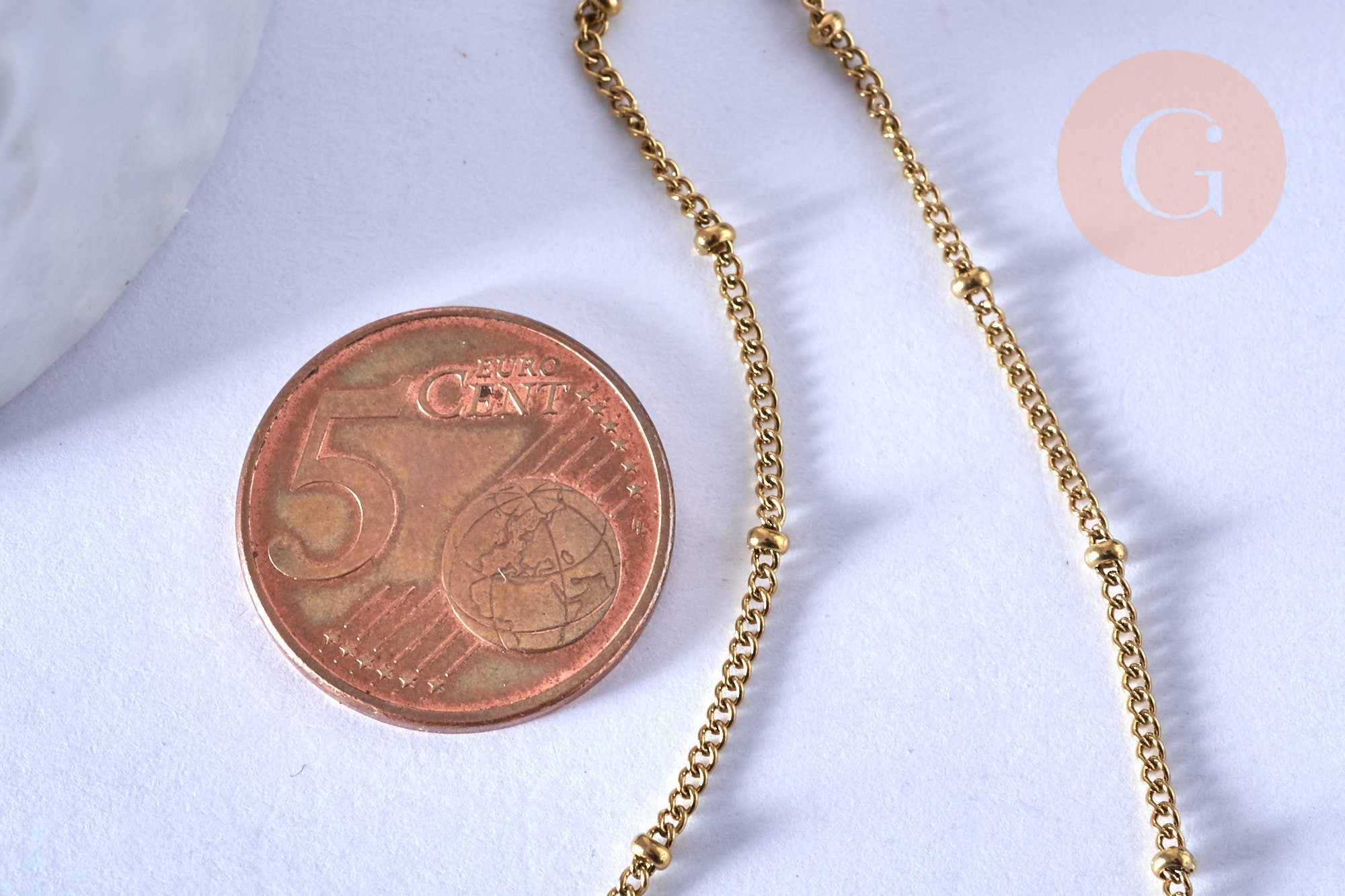 chaine de cheville acier 304 inoxydable satellite doré 14k chaine dorée 1.5/23cm, x1 (G4362)