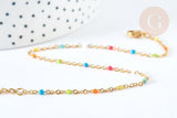 chaine de cheville acier doré 14k résine multicolore chaine dorée 1.5-2mm,23cm, x1 (G3663)