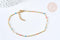 chaine de cheville acier doré 14k résine multicolore chaine dorée 1.5-2mm,23cm, x1 (G3663)