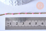 chaine de cheville acier doré 14k résine rose foncé chaine dorée, 1.5-2mm/23cm, x1 (G3745)