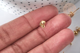 clous puces oreille boule acier doré IP inoxydable 14k anneau et fermoir 4mm, x10-20 ou 50 (G7697)