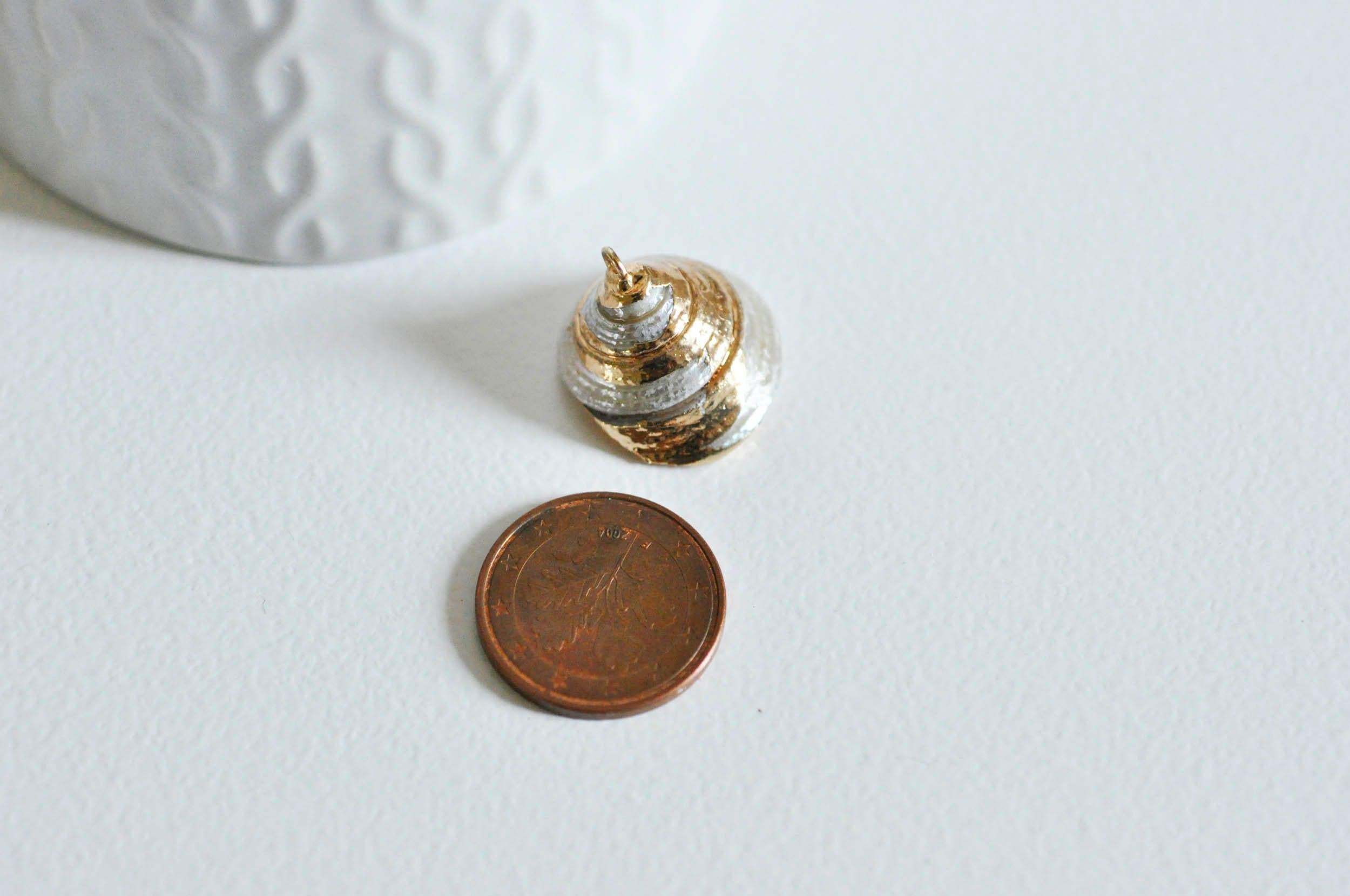 EP-coquillage naturel blanc doré 19-26mm,bijoux coquillage nacré, x1 (G2666)
