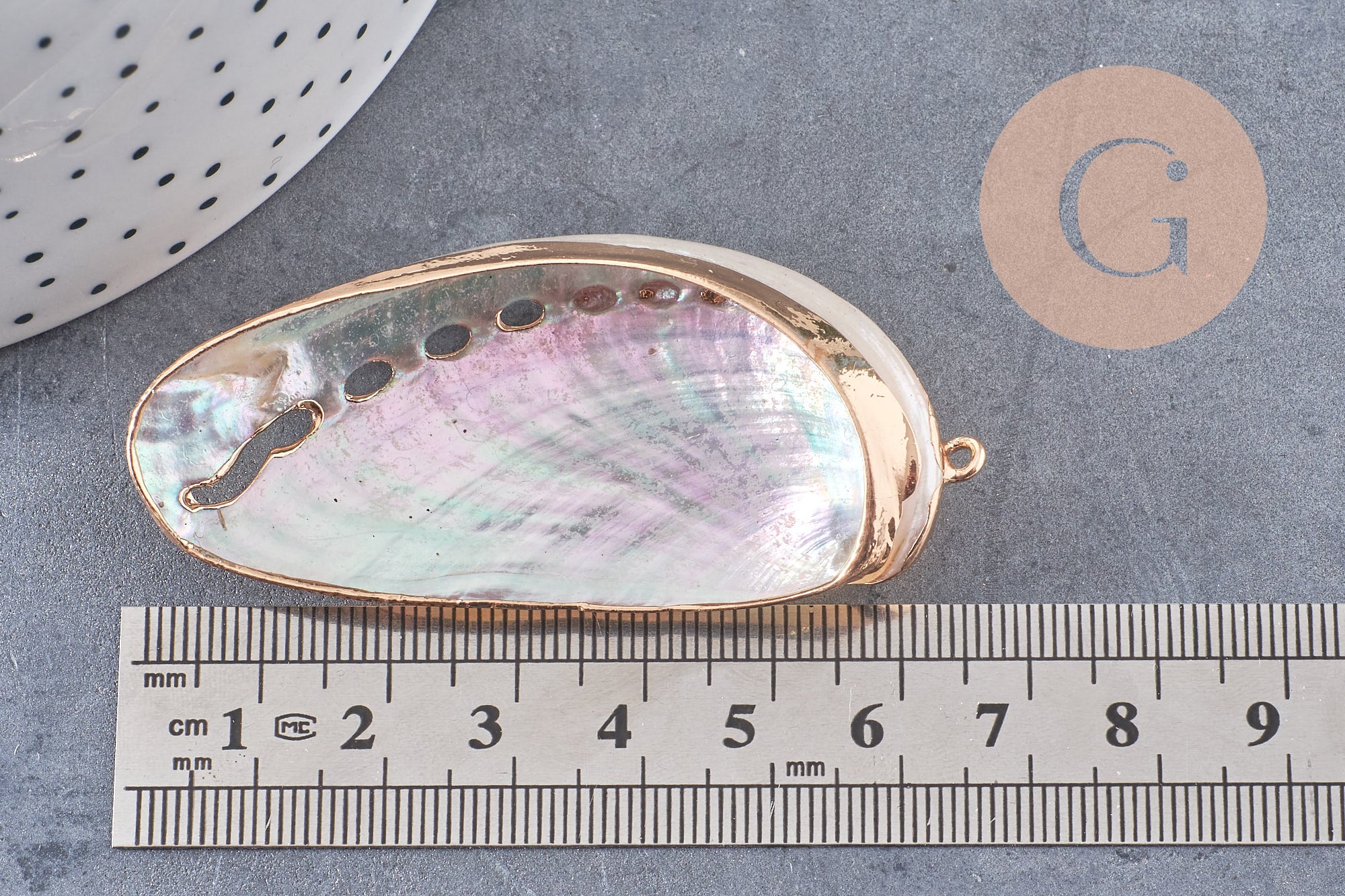 coquillage naturel blanc doré 53-70mm,pendentif argent création bijoux, x1 (G2086)