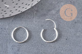 Créoles fine argent 925 massif 14mm, x2 (G5412)