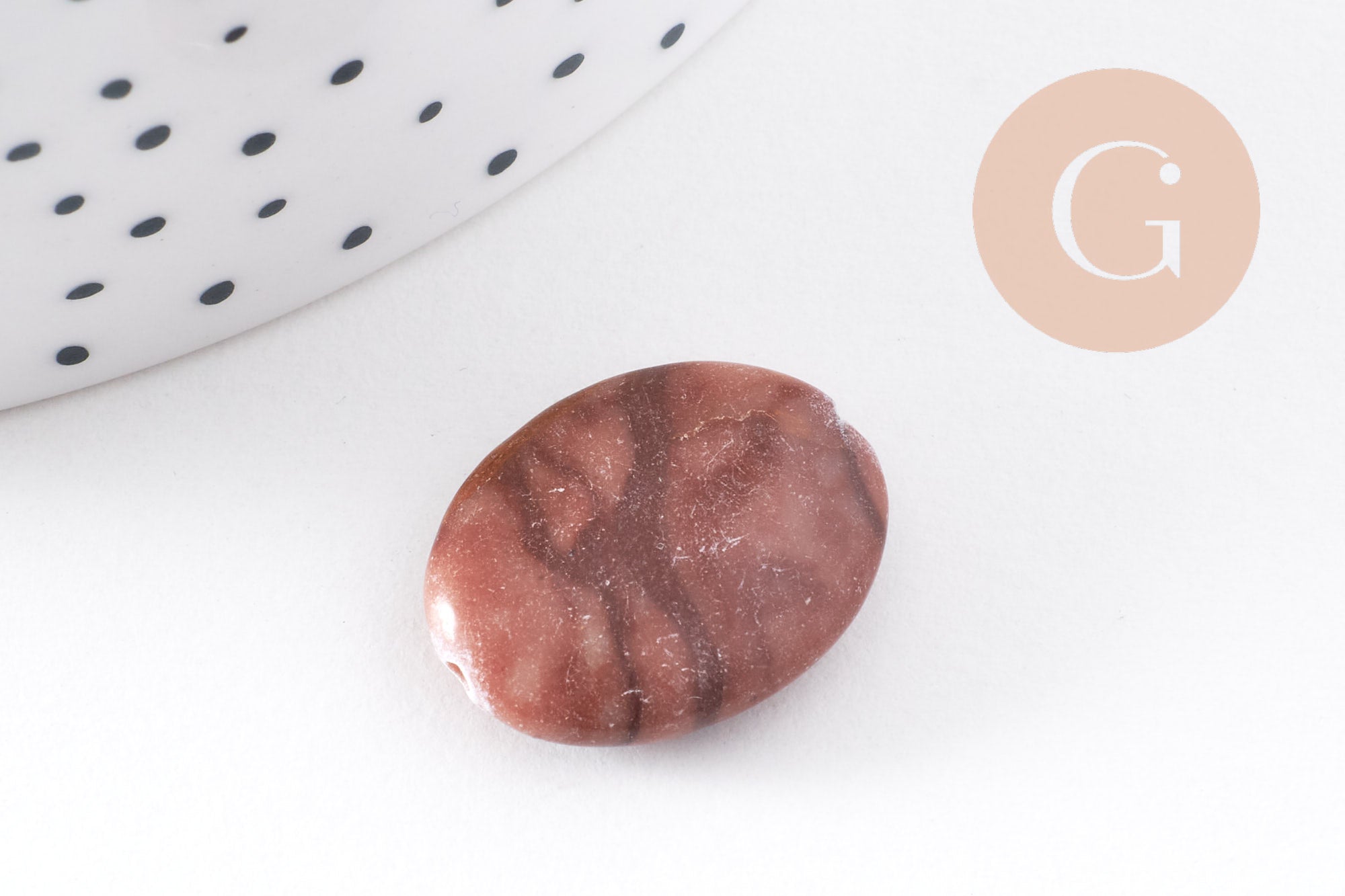 perles ovales jaspe sésame zébré naturel marron, x5 (G4896)