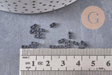perles rocaille verre rectangle noir opaque, perle carré création bracelet, perle tila, 2mm,2 trous, x50 (1.2 Gr) (G4604)