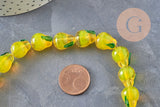 Perles Poire fruit verre tchèque artisanal 14mm, x1 fil de 28cm (G11021)