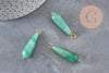 Pendentif goutte aventurine naturel laiton & acier doré 38mm, x1 (G11051)